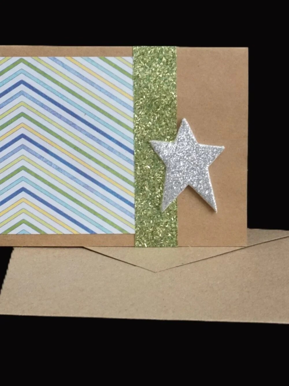 Set of 3 Kraft Happy Birthday Handmade Greeting Note Cards Green, Blue, and Teal
